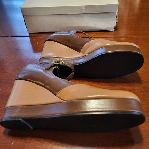Andrew Pierre Sears Vintage Wedge Shoe Ankle Strap (Fits size 6.5) - Picture 4 of 12